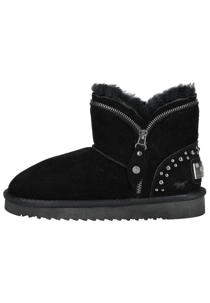 Stiefeletten Mustang Stiefelette Veloursleder Schwarz Warmfutter