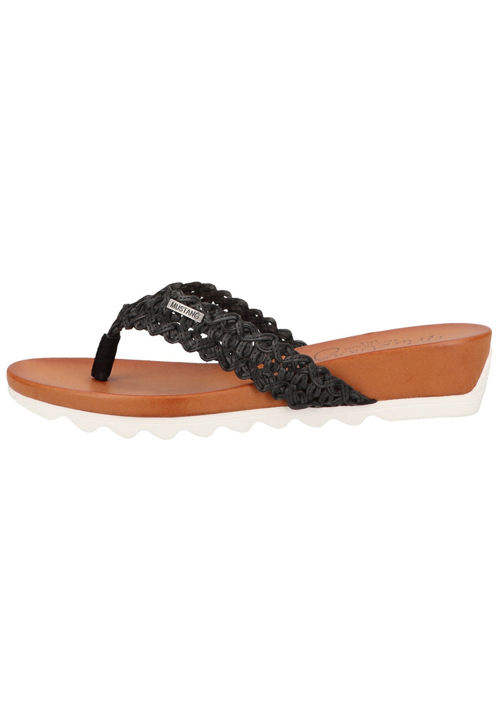 Mustang Zehensteg Lederimitat Schwarz