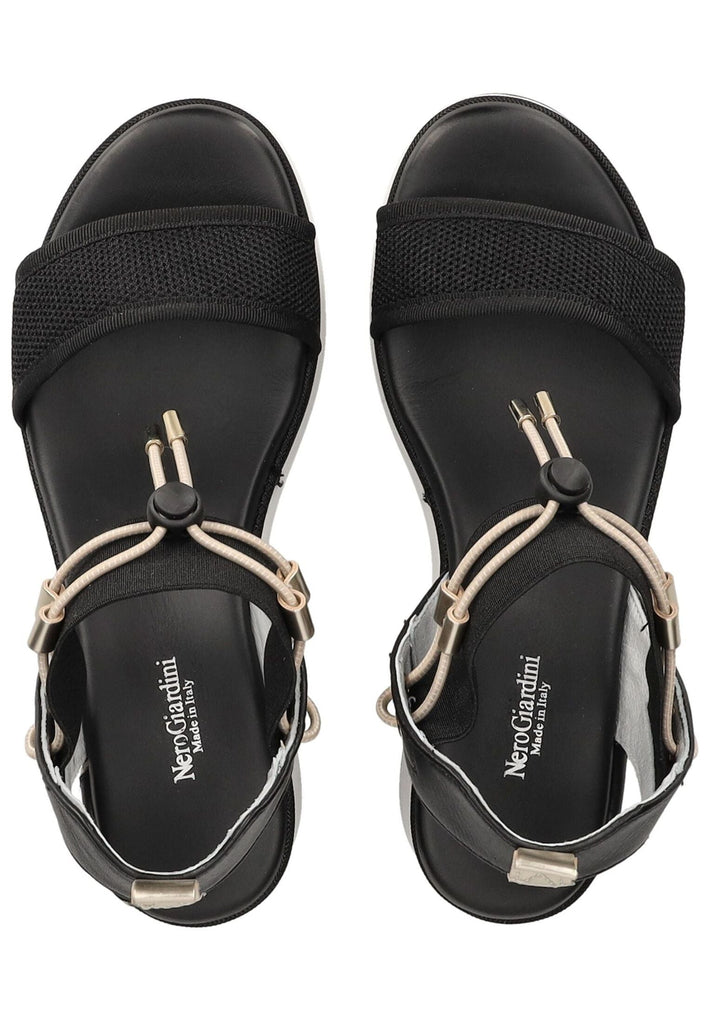 Nero Giardini Sandalen Leder/Textil Schwarz/Gold