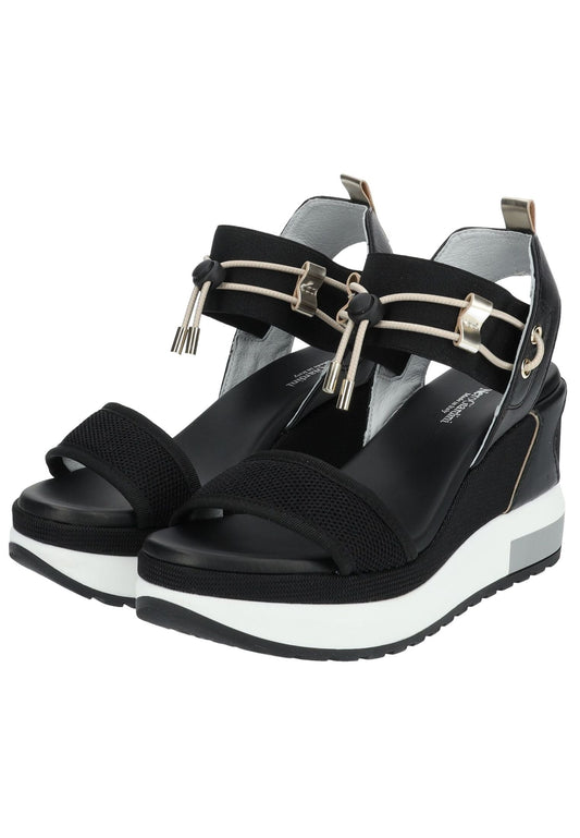 Nero Giardini Sandalen Leder/Textil Schwarz/Gold