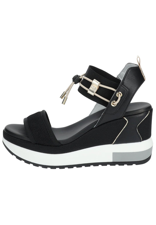 Nero Giardini Sandalen Leder/Textil Schwarz/Gold