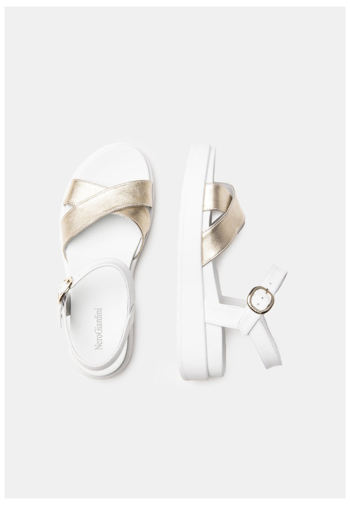 Nero Giardini Sandalen Leder Weiß/Gold