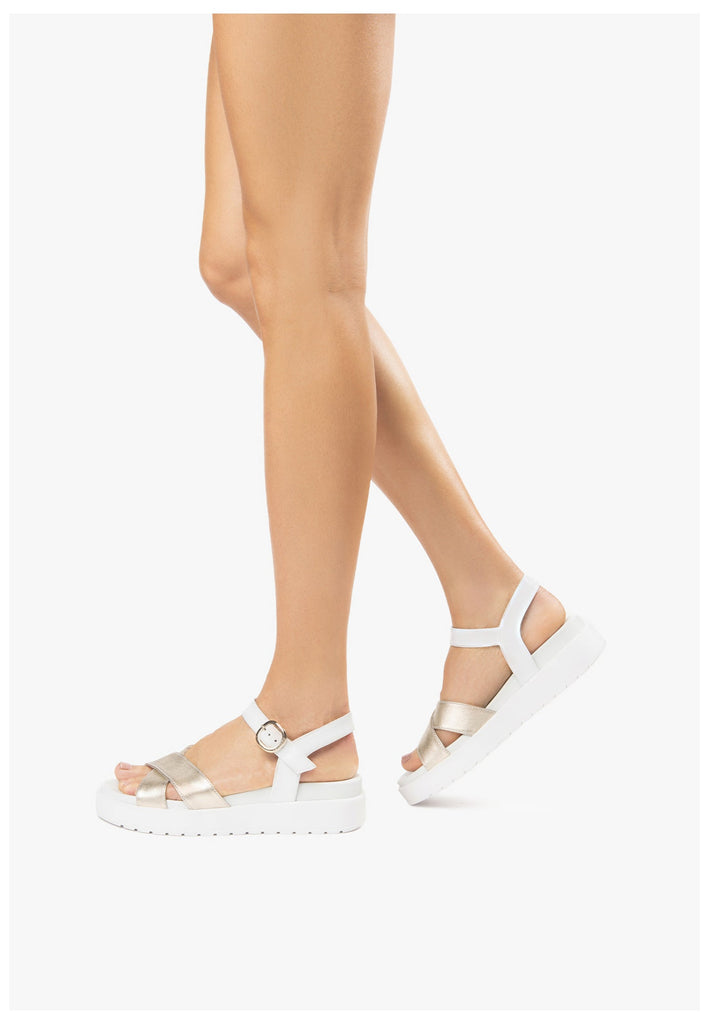 Nero Giardini Sandalen Leder Weiß/Gold