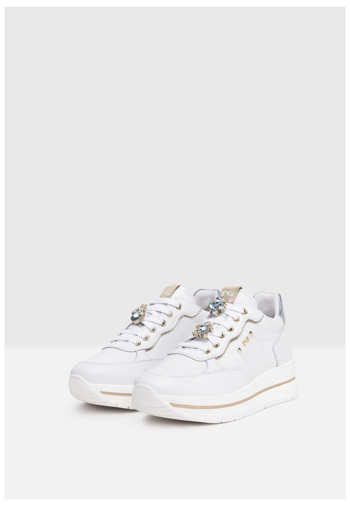 Nero Giardini Sneaker Lederimitat/Nylon Weiß Kombi