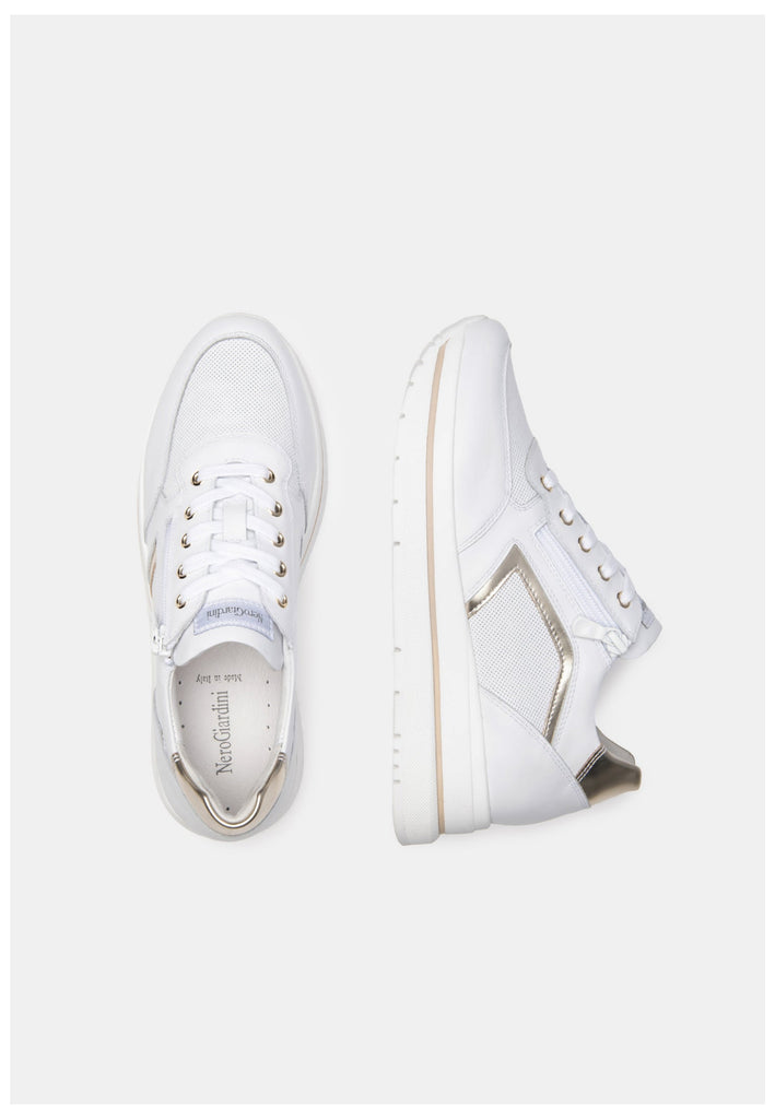 Nero Giardini Sneaker Lederimitat/Textil Weiß/Gold