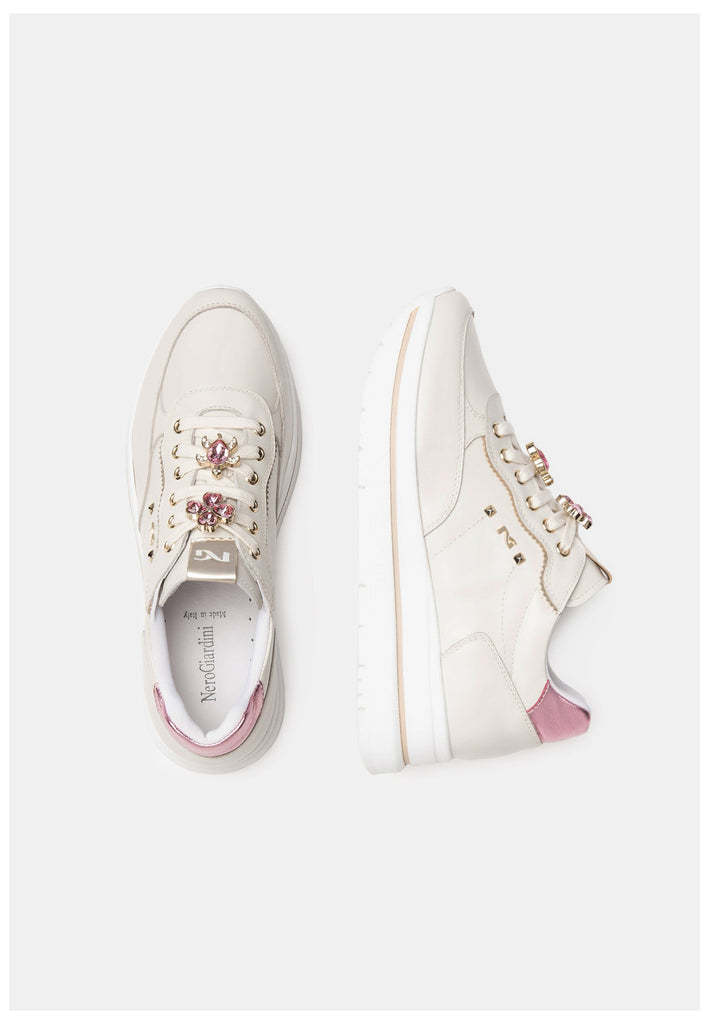 Nero Giardini Sneaker Lederimitat/Textil Weiß/Pink