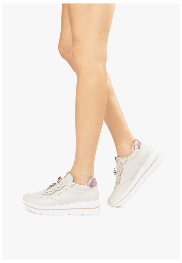 Nero Giardini Sneaker Lederimitat/Textil Weiß/Pink