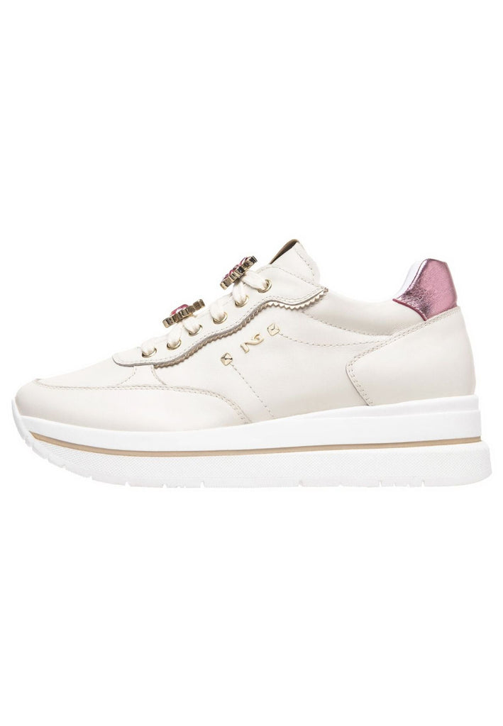 Sneaker Nero Giardini Sneaker Lederimitat/Textil Weiß/Pink