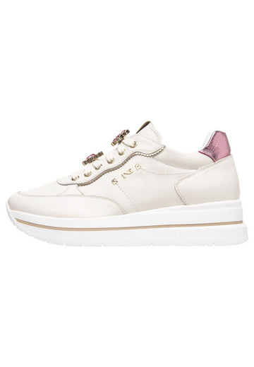Sneaker Nero Giardini Sneaker Lederimitat/Textil Weiß/Pink