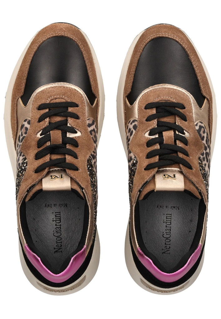 Nero Giardini Sneaker Veloursleder/Textil Braun/Gold