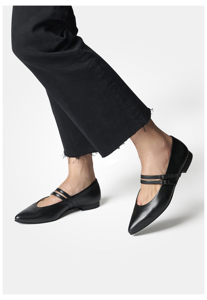 Paul Green Ballerinas Glattleder Schwarz