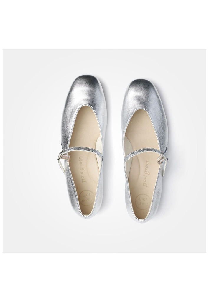 Paul Green Ballerinas Leder Metallic Silver