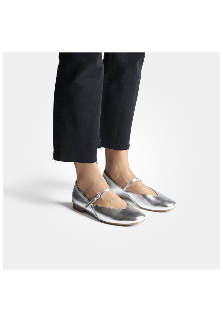 Paul Green Ballerinas Leder Metallic Silver