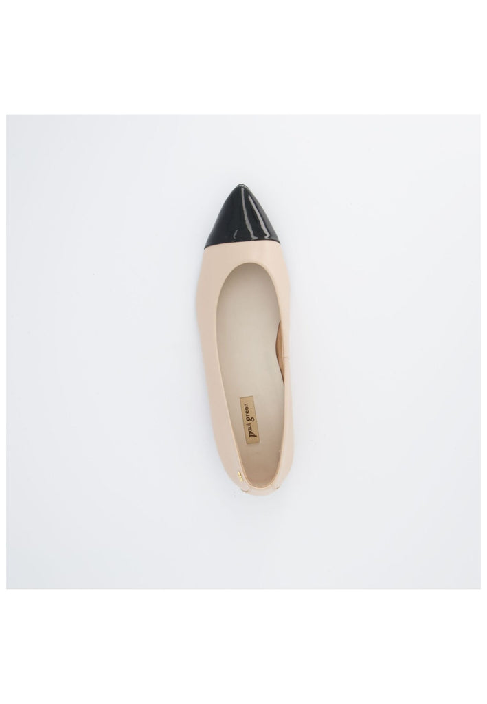 Paul Green Ballerinas Leder Schwarz/Beige