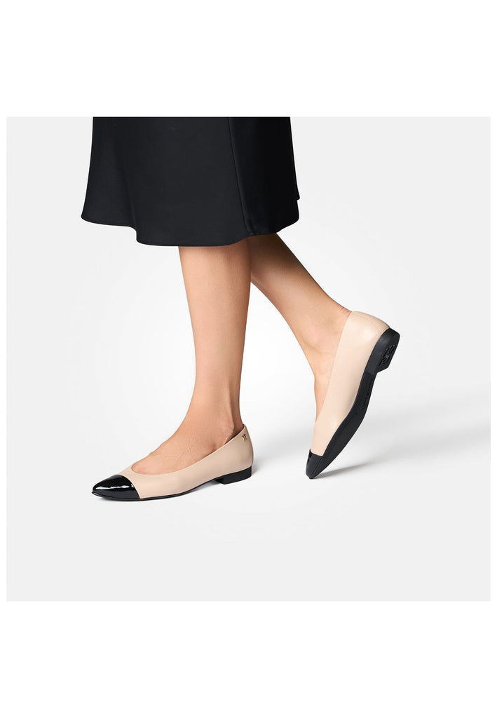 Paul Green Ballerinas Leder Schwarz/Beige