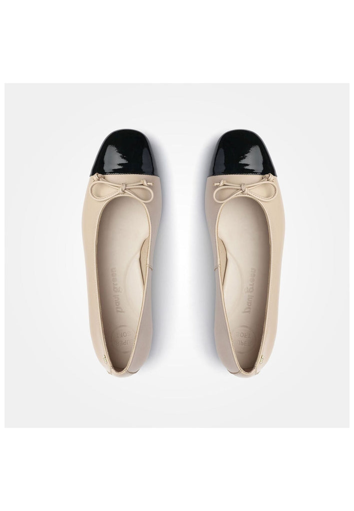Paul Green Ballerinas Leder Schwarz/Beige