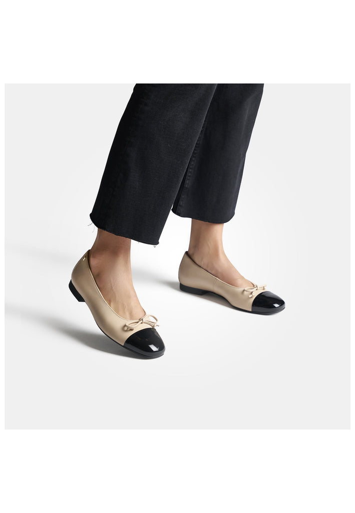 Paul Green Ballerinas Leder Schwarz/Beige