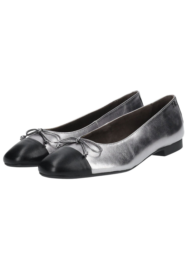 Paul Green Ballerinas Leder Silber/Schwarz