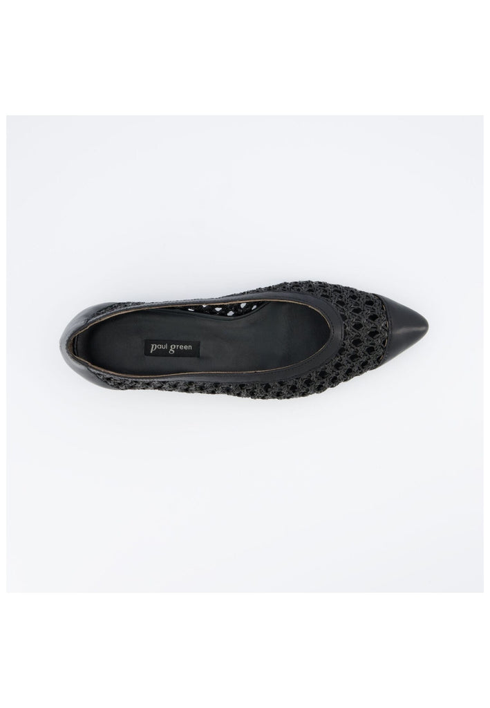 Paul Green Ballerinas Leder/Textil Schwarz