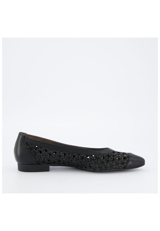 Paul Green Ballerinas Leder/Textil Schwarz