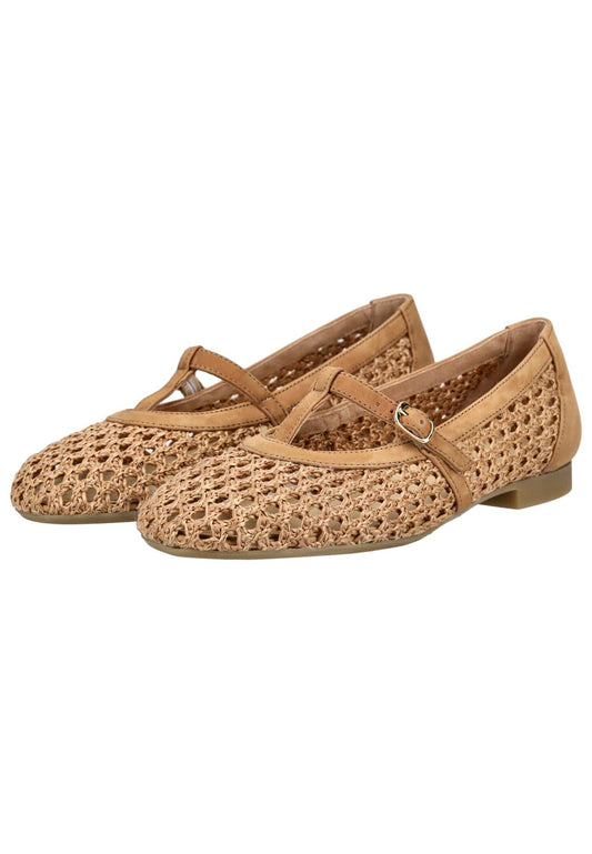 Paul Green Ballerinas Nubukleder/Textil Braun