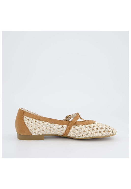 Paul Green Ballerinas Nubukleder/Textil Natur