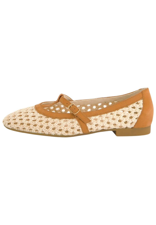 Paul Green Ballerinas Nubukleder/Textil Natur