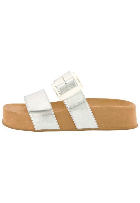 Paul Green Pantoletten Lederimitat Metallic Silver