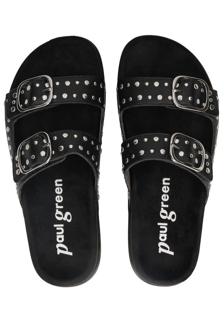 Paul Green Pantoletten Lederimitat Schwarz/Silber