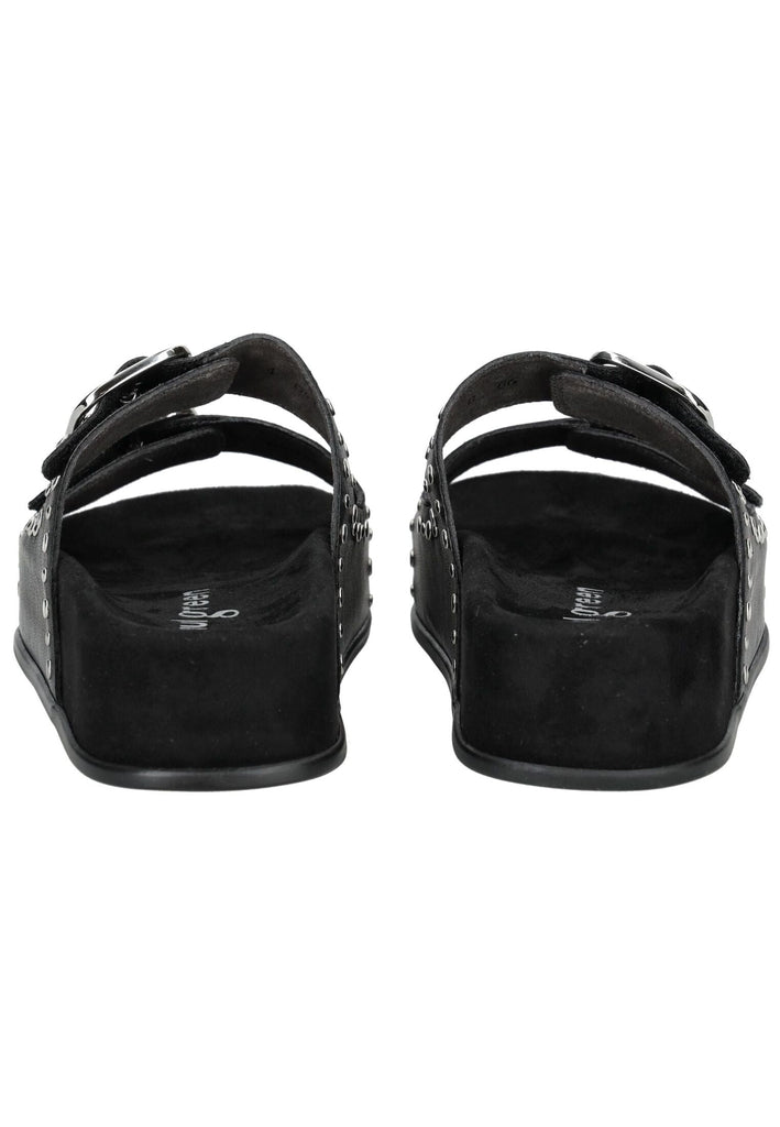 Paul Green Pantoletten Lederimitat Schwarz/Silber