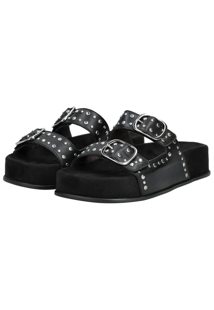 Paul Green Pantoletten Lederimitat Schwarz/Silber