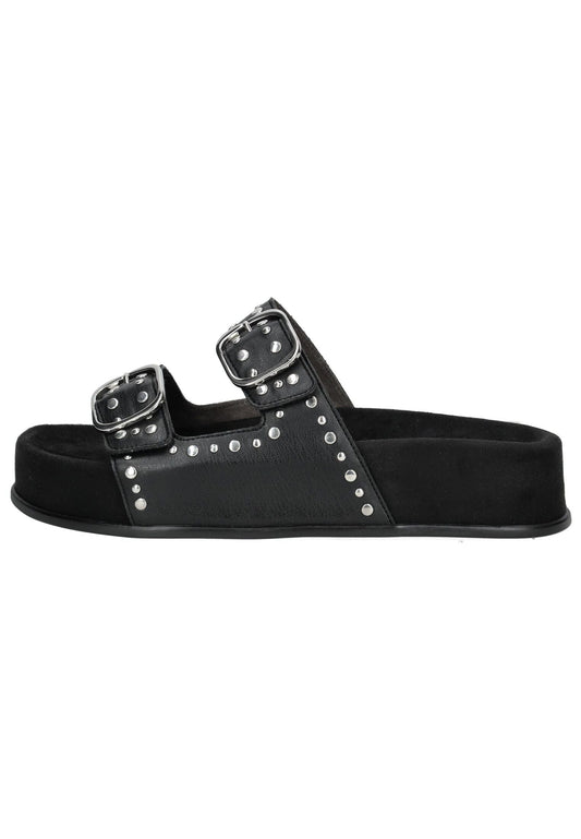 Paul Green Pantoletten Lederimitat Schwarz/Silber
