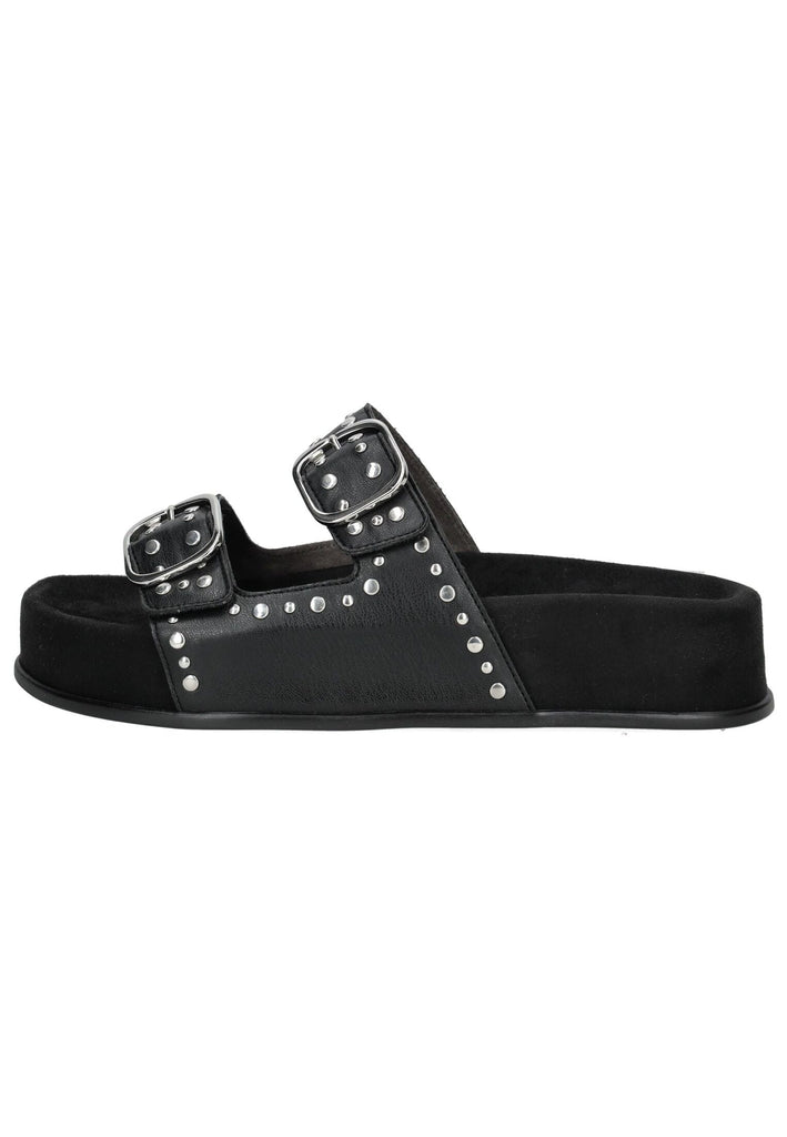 Paul Green Pantoletten Lederimitat Schwarz/Silber