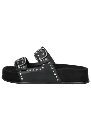 Paul Green Pantoletten Lederimitat Schwarz/Silber
