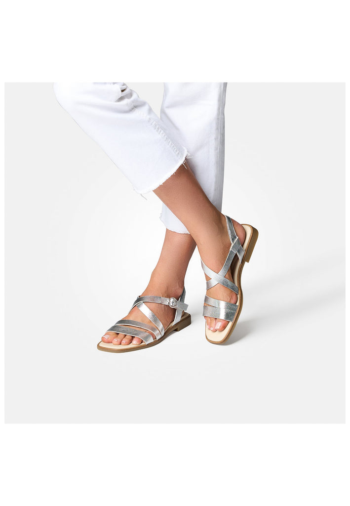 Paul Green Sandalen Leder Metallic Silver