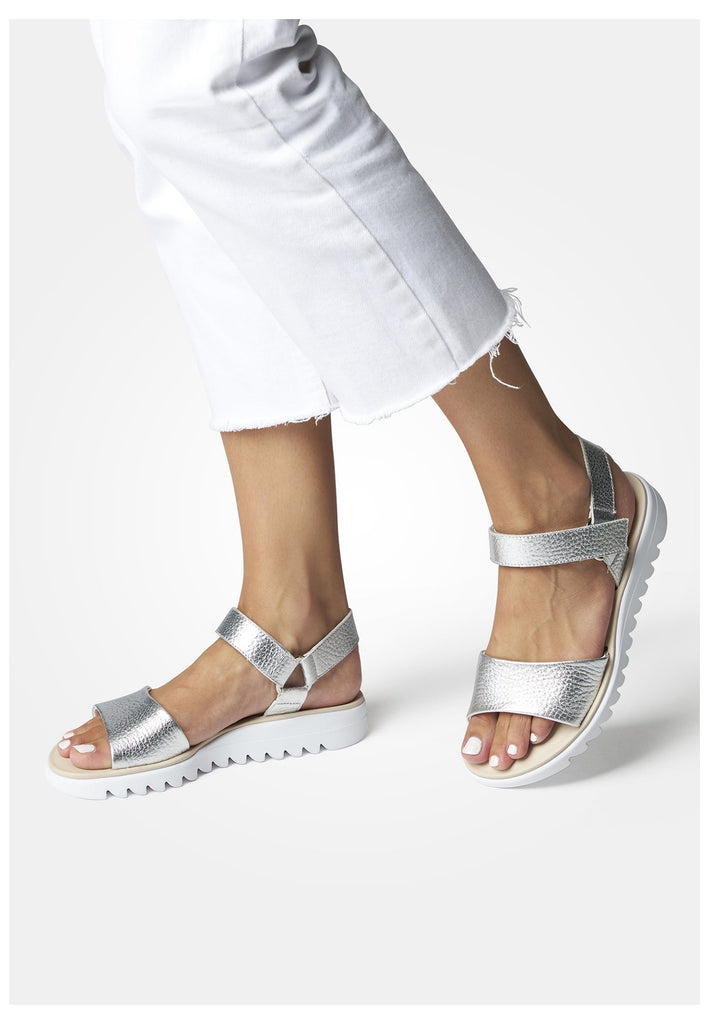 Paul Green Sandalen Leder Metallic Silver