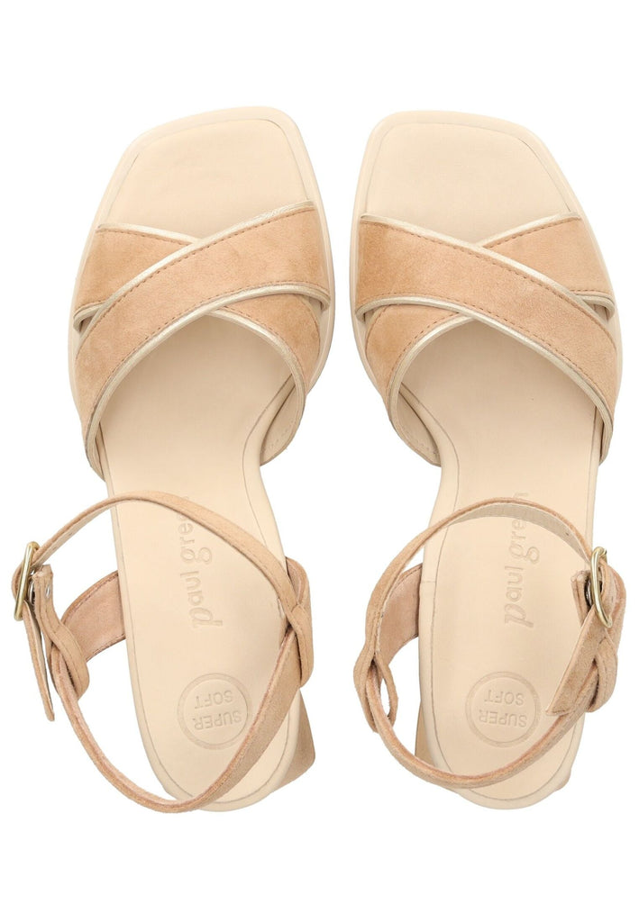 Paul Green Sandalen Veloursleder Hellbraun