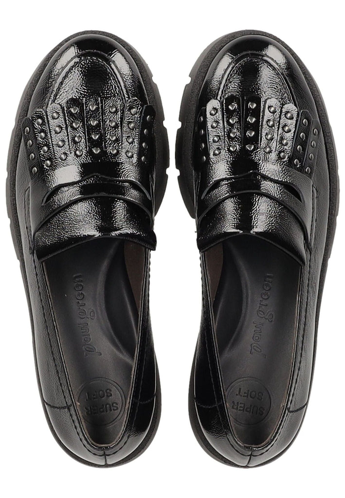 Paul Green Slipper Leder Schwarz Lack