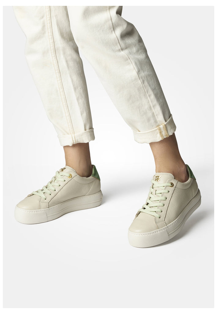 Paul Green Sneaker Glattleder Beige/Grün
