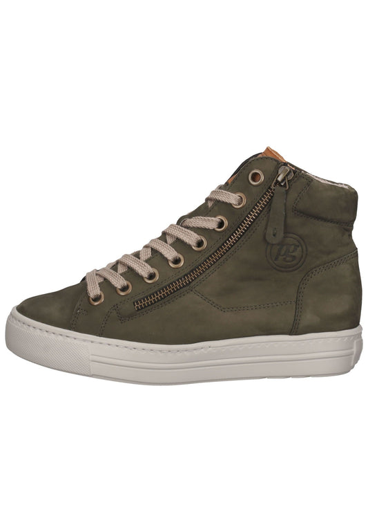 Paul Green Sneaker Nubukleder Oliv/Braun