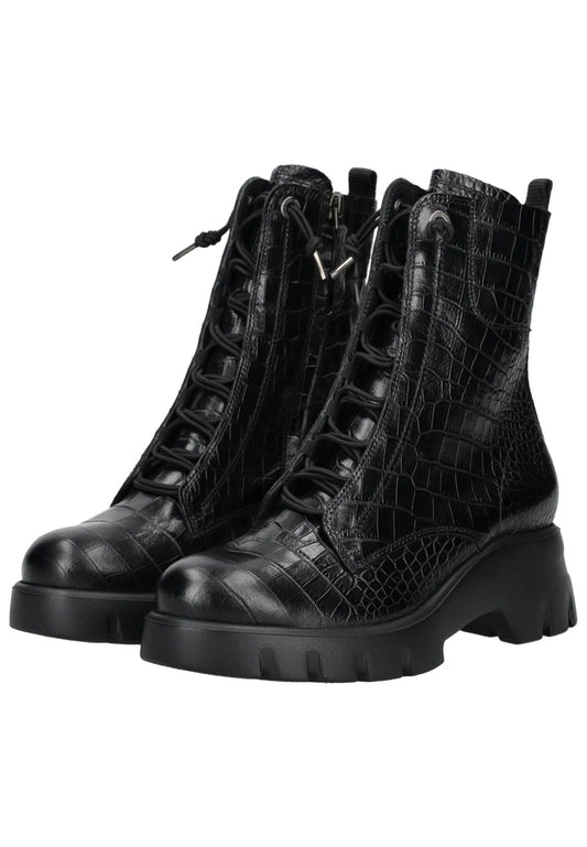 Paul Green Stiefelette Glattleder Croco Black