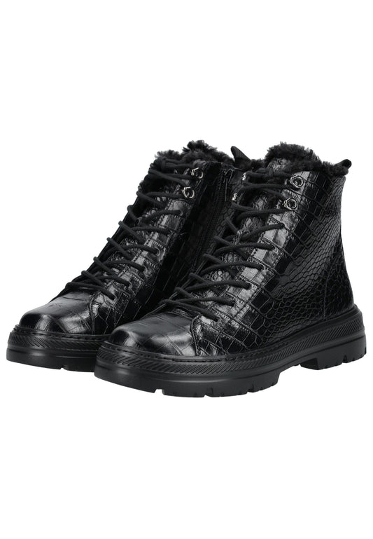 Paul Green Stiefelette Glattleder Croco Black Warmfutter
