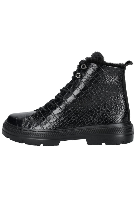Paul Green Stiefelette Glattleder Croco Black Warmfutter