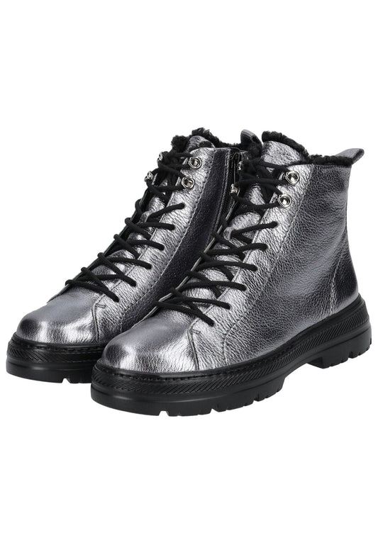Paul Green Stiefelette Leder Metallic Silver Warmfutter
