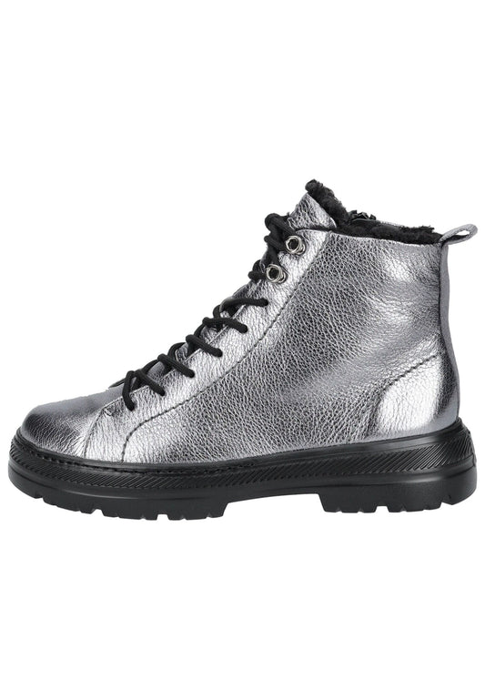 Paul Green Stiefelette Leder Metallic Silver Warmfutter