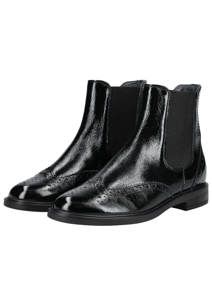 Paul Green Stiefelette Leder/Textil Schwarz Lack