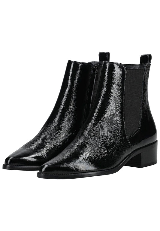 Paul Green Stiefelette Leder/Textil Schwarz Lack