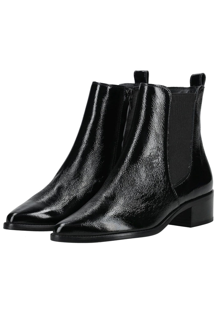 Paul Green Stiefelette Leder/Textil Schwarz Lack