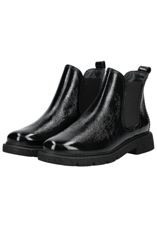 Paul Green Stiefelette Leder/Textil Schwarz Lack