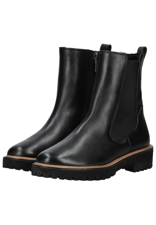 Paul Green Stiefelette Leder/Textil Schwarz Warmfutter